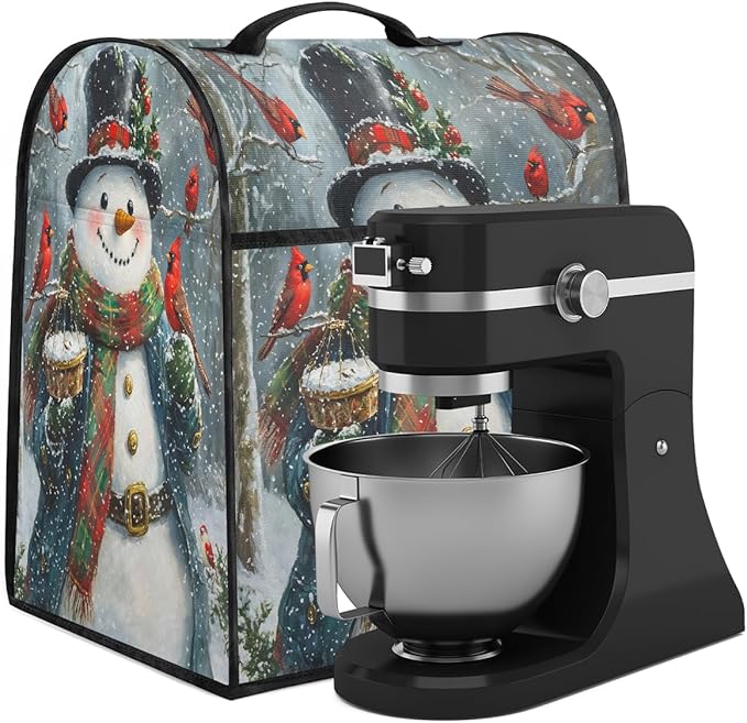cfpolar Kitchen Aid Mixer Cover Compatible with 6-8 Quarts Snowman Cardinal Xmas Stand Mixer Cover Kitchen Aid Mixers Accessories Appliance Organizer Bag Dust Covers with Zipper Pocket