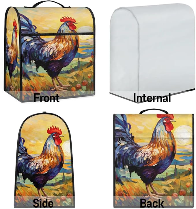 cfpolar Kitchen Aid Mixer Cover Compatible with 6-8 Quarts Starry Sky Cock Flower Stand Mixer Cover Kitchen Aid Mixers Accessories Appliance Organizer Bag Dust Covers with Zipper Pocket