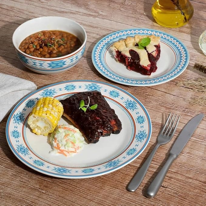 12-Piece Decorated Ceramic Dinnerware Set Plates Dinner Sets Food Plate Kitchen Dishes to Eat