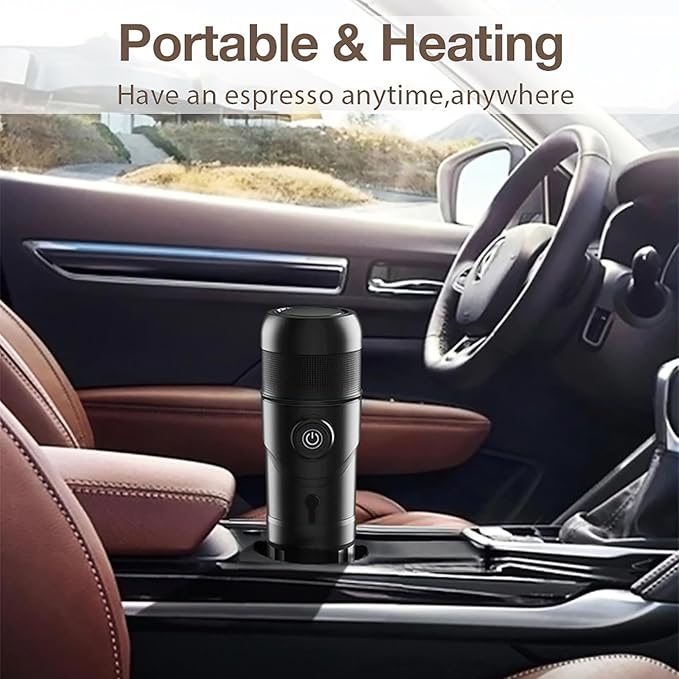 Portable Electric Espresso Machine Car Mini Coffee Maker with Heating Function 15 Bar Extraction Compatible with NS/DG Pods &amp Ground Coffee for Hiking Camping Travel RV Fishing