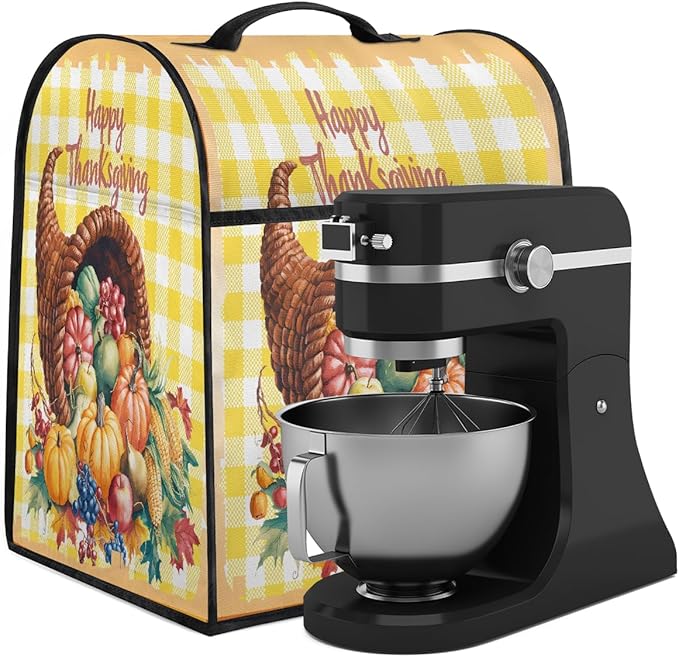 cfpolar Kitchen Aid Mixer Cover Compatible with 6-8 Quarts Thanksgiving Autumn Food Stand Mixer Cover Kitchen Aid Mixers Accessories Appliance Organizer Bag Dust Covers with Zipper Pocket