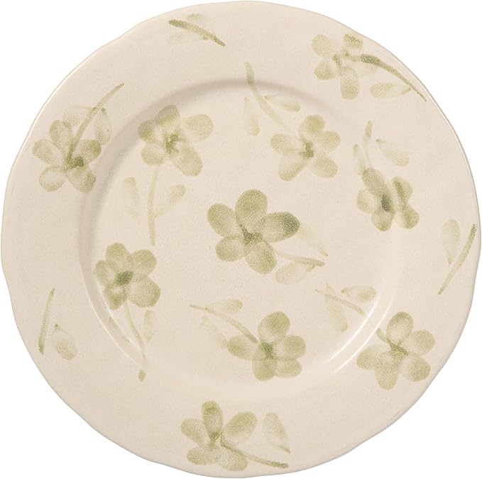 Bloomhouse - 2 Time Oprah's Favorite Things - Made in Portugal Hand Painted Dinnerware Set - Porto Petals 12 Piece (Service for 4) Floral Plates and Bowls Set - Green Orchid