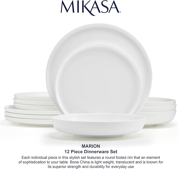 Mikasa Marion Chip Resistant 12 Piece Dinnerware Set Service for 4