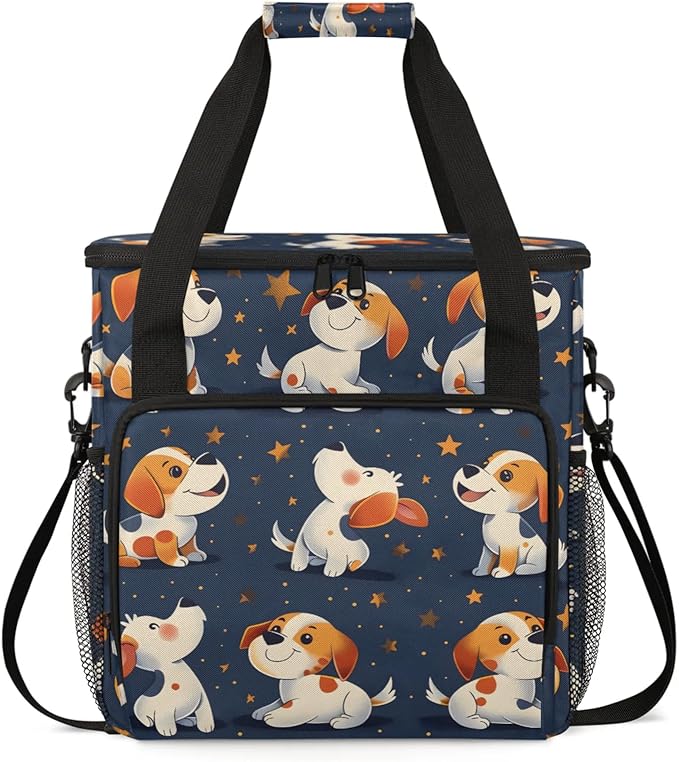 Stars Dogs Coffee Maker Travel Bag for Keurig K-Mini/K-Mini Plus Insulated Waterproof Tote with Pockets for K-Cup Portable Single-Serve Brewer Case