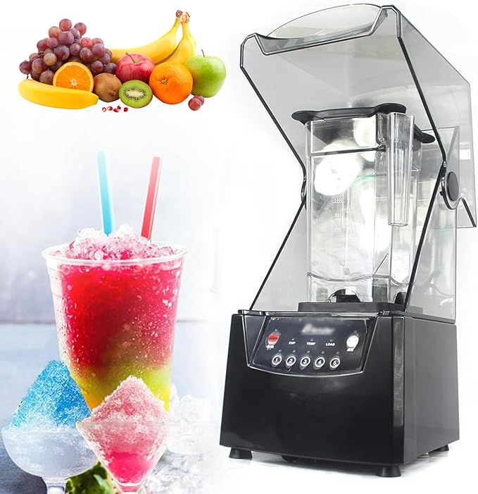 Commercial Blender Smoothie Maker 2L Electric Stand Mixer 17000rpm Blade Ice Crusher with Sound Enclosure 5 Presets Silent Broken Wall Cooking Machinefor Smoothie Fruits