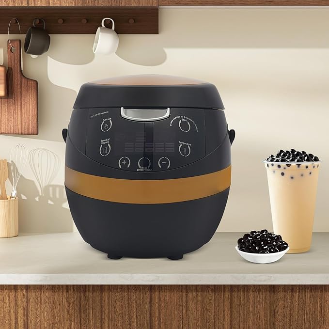 Commercial Pearl Cooker 8 Liter Boba Cooker Machine with Digital Timer 1200W Automatic Keep Warm 6 Hours for Tapioca Sago Milk Tea Shop Black 110V US Standard
