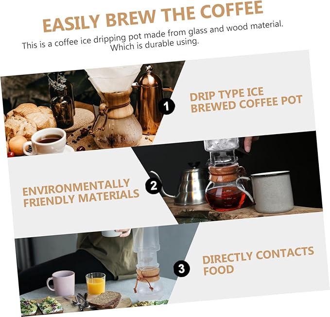 Mikinona 1set Glass Cold Brew Coffee Pot Drip Coffee Maker for Easy Brewing Lightweight and Portable Design for Use Safe Material Beautiful Appearance
