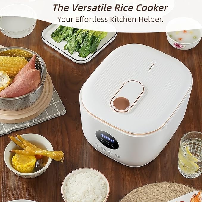 Low Sugar Electric Rice Cooker 3L with Steamer Basket - Electric Pressure Cooker with Ceramic Inner Pot 5-in-1 Multi-Cooker for White/Brown Rice Porridge &amp Soup 24H Timer &amp 8H Keep Warm