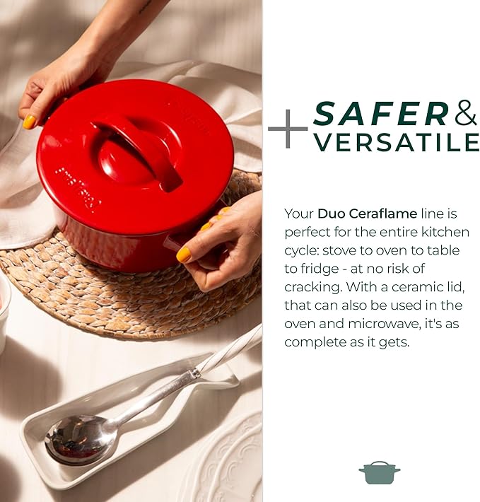 Pure Ceramic Healthy Non Toxic Cookware Set - Oven Safe Up to 1200F Microwave and Dishwasher Safe Longlasting and Lightweight - PFAS PTFE PFOA PFOS - Tomato Red