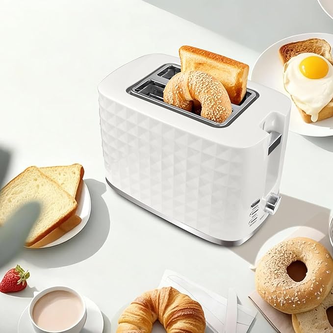 Toaster 2 Slices Toasters Wide Slot Bread Toaster with Cancel Bagel Defrost Function Bagel Toasters with Removable Tray &amp 6 Temperature Settings Beige