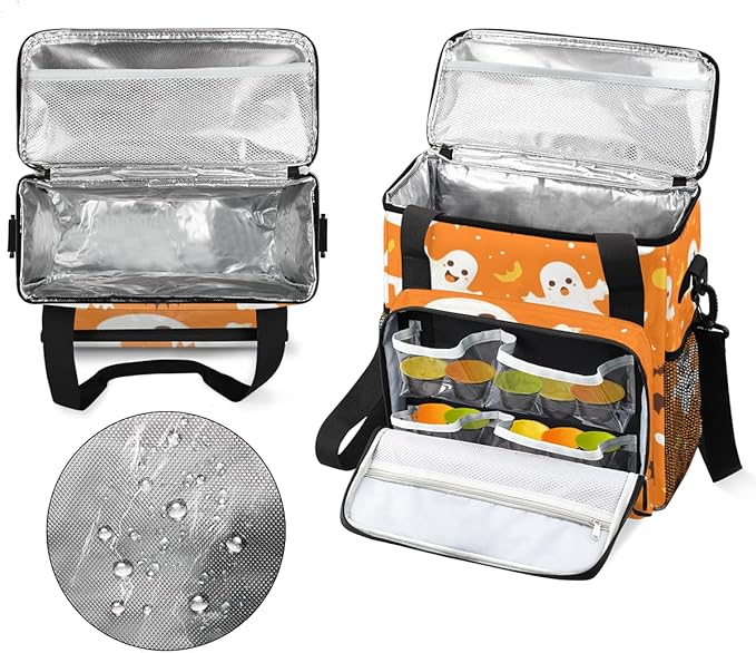 Spooky Ghosts Coffee Maker Carrying Bag Gothic Ghost Travel Storage Bag Compatible with K-Mini or K-Mini Plus Single Serve Coffee Brewer Carrying Case with Multiple Pockets &amp Shoulder Strap