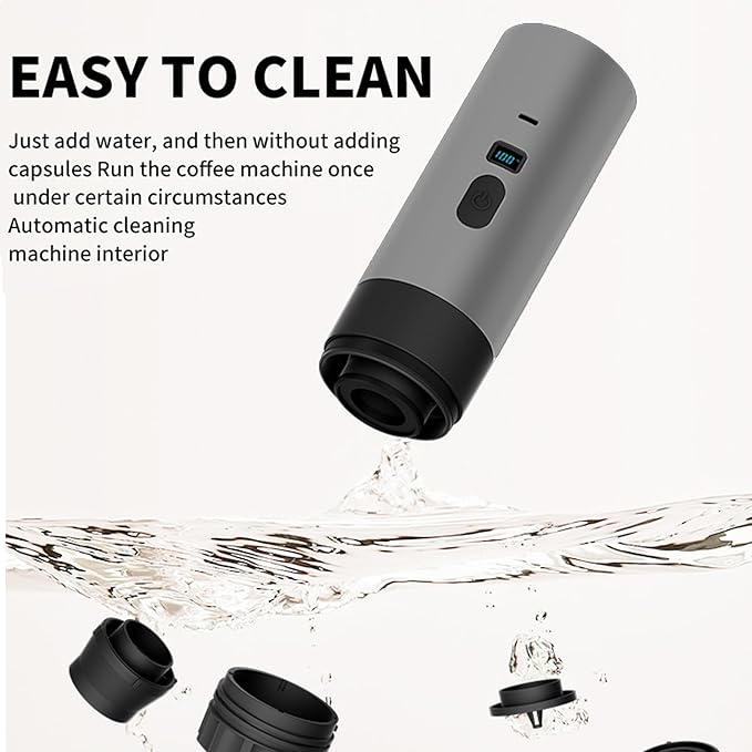 Portable Coffee Maker Espresso Machine for Travel Nano Car Coffee Maker Compatible with Ground Coffee &amp Capsule for RV Hiking Camping Office Travel Espresso Maker Electric Gray