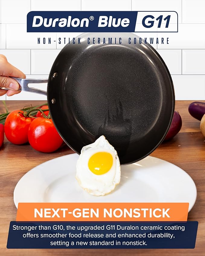 Nuwave Healthy G11-Pots and Pans Set Non Stick 9H Near-Diamond Hardness Scratch-Resistant Works on All Stovetops PFAS Free with Frying Pans Saucepans &amp Glass Lids Stay-Cool Handles Copper