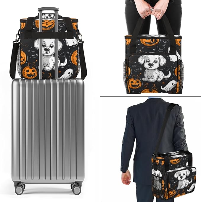 Retro Pumpkin Coffee Maker Carrying Bag Halloween Pumpkin Travel Storage Bag Compatible with K-Mini or K-Mini Plus Single Serve Coffee Brewer Carrying Case with Multiple Pockets &amp Shoulder Strap