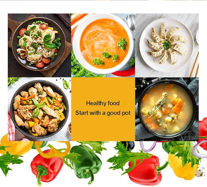 Cooking Pot Cookware Set 4-Piece Marble Coated Pots Sets Milk Pan Soup Pan Wok Frying Pan with Glass Lid