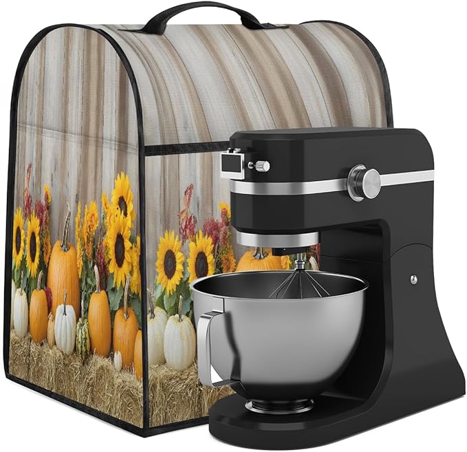cfpolar Kitchen Aid Mixer Cover Compatible with 6-8 Quarts Pumpkin Sunflower Retro Stand Mixer Cover Kitchen Aid Mixers Accessories Appliance Organizer Bag Dust Covers with Zipper Pocket