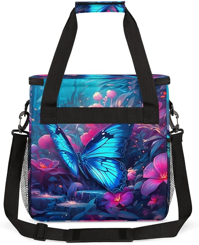 Watercolor Butterfly Coffee Maker Carrying Bag Gothic Butterfly Travel Storage Bag Compatible with K-Mini or K-Mini Plus Single Serve Coffee Brewer Carrying Case with Pockets &amp Shoulder Strap
