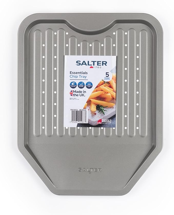 Salter Essentials Chip Tray – Non-Stick Coating Rectangular Baking Tray Dishwasher Safe Easy to Clean Made in The UK Durable Carbon Steel Lightweight Oven Sheet PFOA-Free BW13672