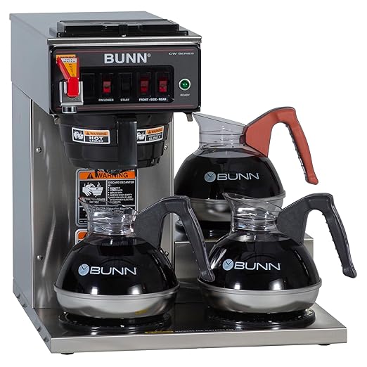 BUNN 12950.0212 CWTF15-3 Automatic Commercial Coffee Brewer with 3 Lower Warmers (120V) &amp 12-Cup Commercial Coffee Filters 1000 Count (Pack of 1) 20115.0000