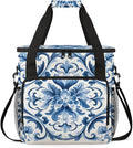 Botanic Flower Coffee Maker Carrying Bag Retro Flower Travel Storage Bag Compatible with K-Mini or K-Mini Plus Single Serve Coffee Brewer Carrying Case with Multiple Pockets &amp Shoulder Strap