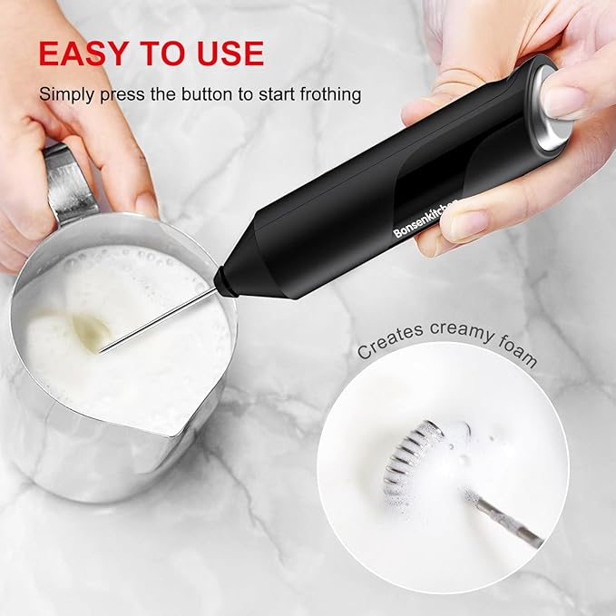 Bonsenkitchen Immersion Blender 20 Variable Speeds &amp Turbo 4-In-1 Stainless Steel Handheld Blender Powerful Milk Frother for Coffee