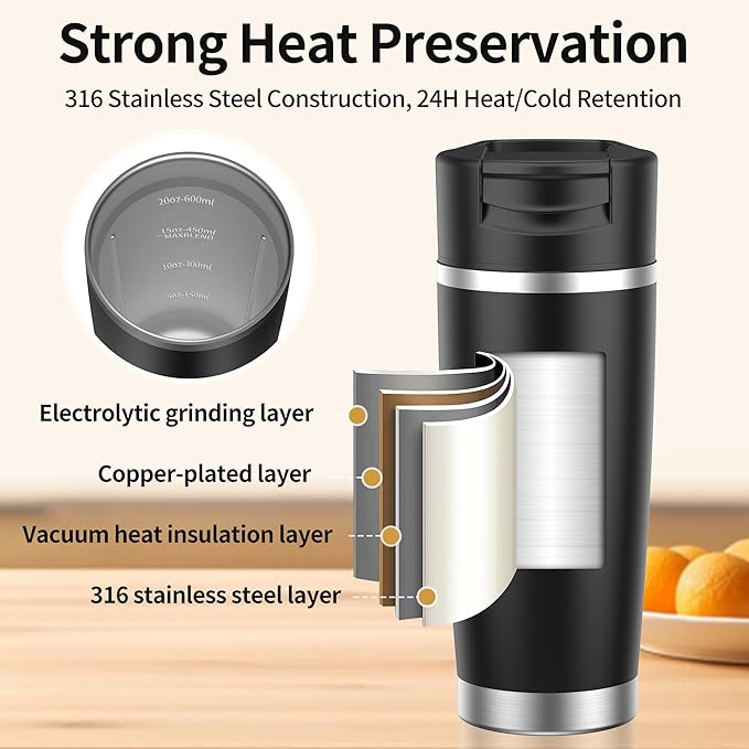 Portable Blender for Holiday Gift Smoothies&ampShakes 24oz Insulated Cup Cordless Personal Licuadora Portatil With Stainless Steel USB-C Rechargeable BPA Free Ideal Gift for Men Women