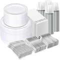 700 Piece Dinnerware Set for Wedding &amp Party100 Guest RimPlastic Plates100 Plastic Silverware100 Cups100 Linen Like Napkins (Rose Glod) lkj
