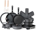SENSARTE 24 Piece Pots and Pans Set Nonstick Detachable Handle Cookware Induction Kitchen Cookware Set with Removable Handle Healthy Non Stick for RV Dishwasher＆Oven Safe (Black)