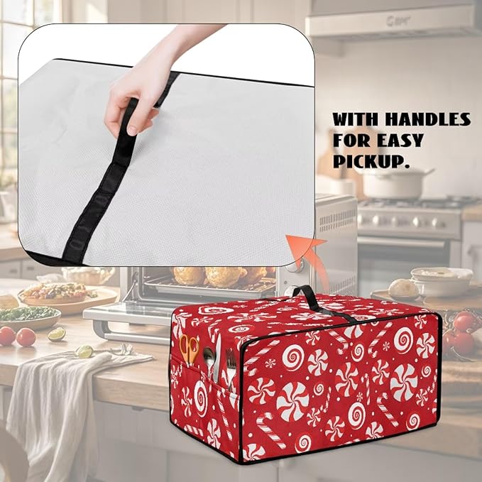 Doojoayie Christmas Candy Toaster Cover 6 Slice Stain Resistant Dust Cover for Bread Machine Small Kitchen Appliance Protector for Bread Making Machine/Air Fryer
