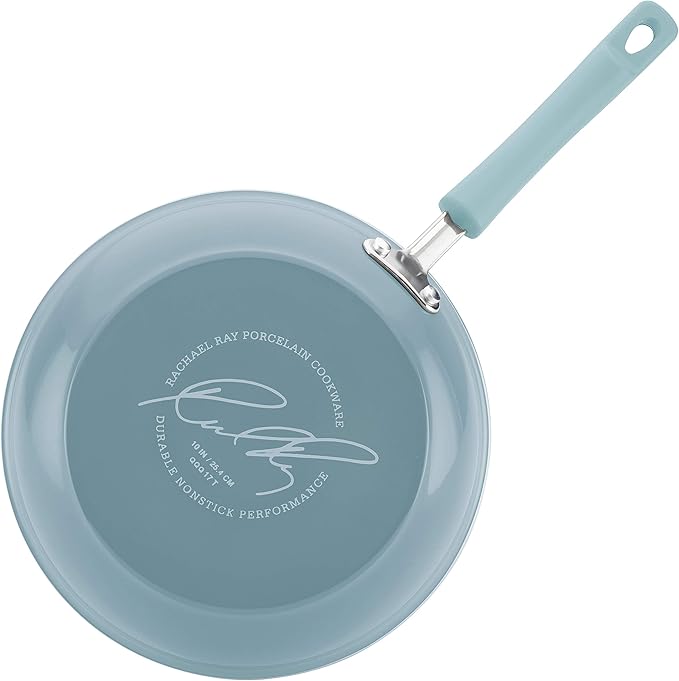 Rachael Ray Brights Nonstick Pots and Pans Includes Crispy Sheet Baking Pan/Bakeware and Kitchen Cooking Tools 14 Piece Cookware Set - Sky Blue