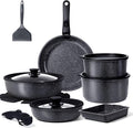 GiPP Ceramic Pots and Pans Set Non Stick Nonstick Detachable Handle Cookware Sets Healthy Non Toxic PFAS PFOA &amp PTFE Free Dishwasher ＆Oven Safe Induction Kitchen Pot and Pan 17 Piece Gray