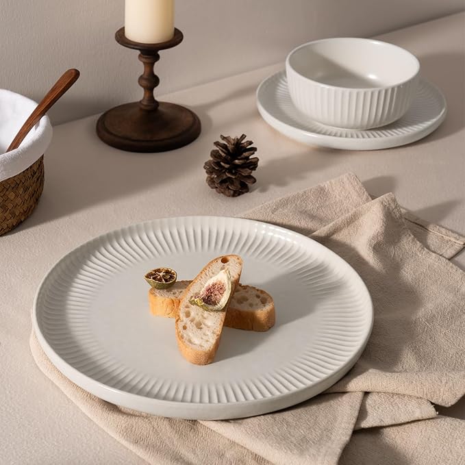 famiware Dinnerware Sets with Mugs Plates and Bowls Dish Set of 6 (24 Pieces) - Dishwasher &amp Microwave Safe Chip Resistant Reactive Glaze