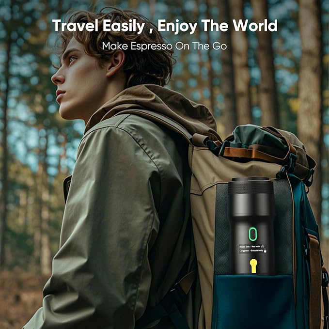 Portable Electric Espresso Machine Car Self-Heating Coffee Maker with USB-DC Travel Coffee Machine for Camping Compatible With NS Capsules &amp Ground Coffee Portable Coffee Maker for Hiking RV