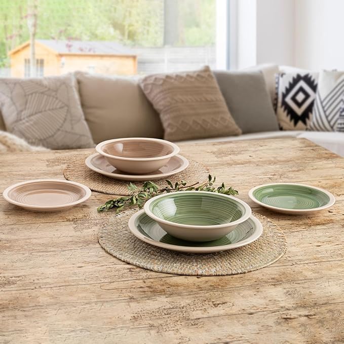 Quid Calypso Ceramic Dinnerware Set 18 Pieces - 6 People Green