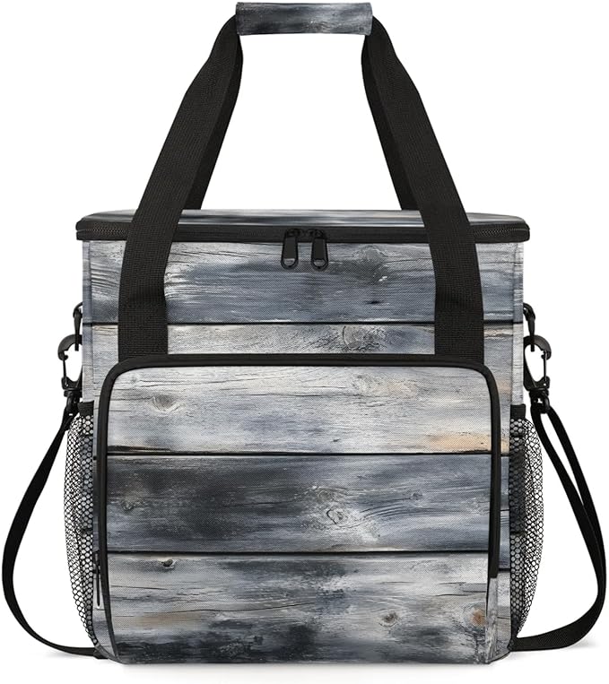 Wooden Board Coffee Maker Travel Bag for Keurig K-Mini/K-Mini Plus Insulated Waterproof Tote with Pockets for K-Cup Portable Single-Serve Brewer Case