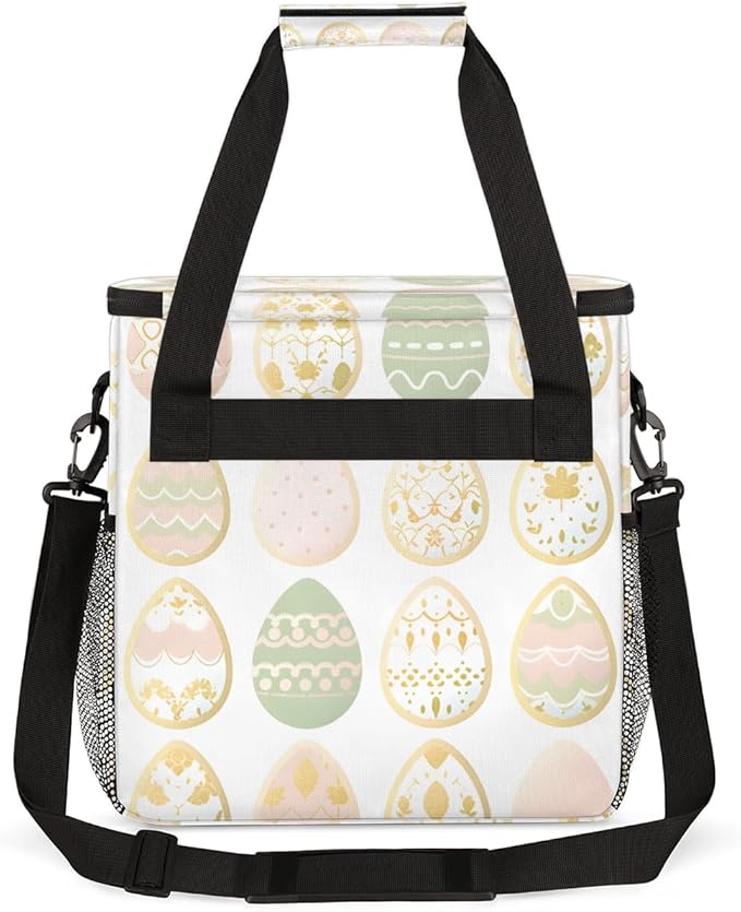 Oil Painting Floral Coffee Maker Carrying Bag Easter Egg Travel Storage Bag Compatible with K-Mini or K-Mini Plus Single Serve Coffee Brewer Carrying Case with Multiple Pockets &amp Shoulder Strap