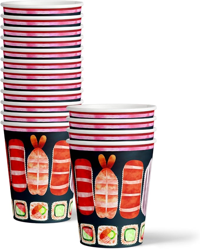 Sushi Birthday Party Supplies Set Plates Napkins Cups Tableware Kit for 16