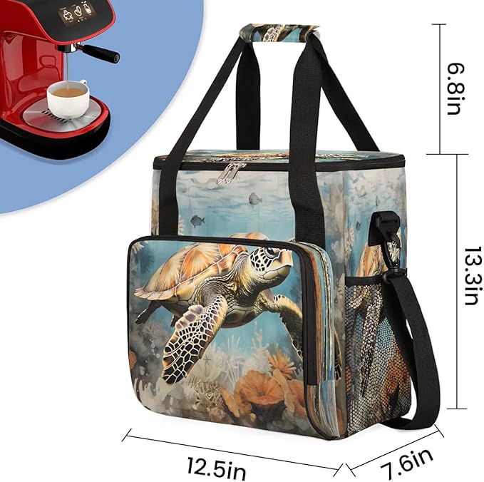 Turtle Tropical Ocean Coffee Maker Carrying Bag for Keurig K-Mini or K-Mini Plus Storage Portable Coffee Maker Travel Bag