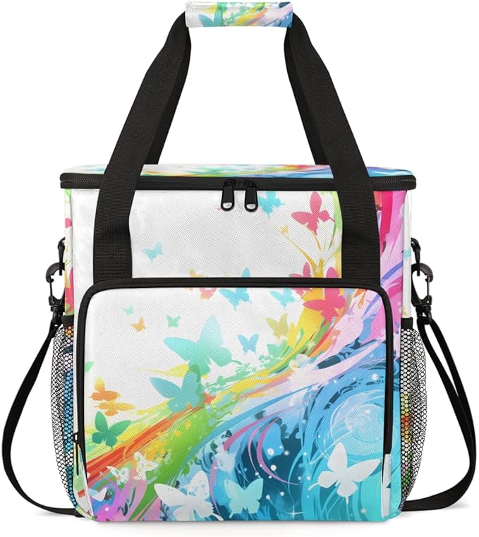 Dreamy Butterfly Coffee Maker Carrying Bag Watercolor Butterfly Travel Storage Bag Compatible with K-Mini or K-Mini Plus Single Serve Coffee Brewer Carrying Case with Pockets &amp Shoulder Strap