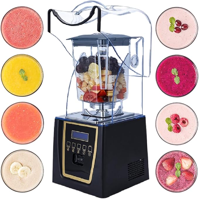 Professional Quiet Blender Commercial Blender for Shakes and Smoothies with Quiet Shield Sound Enclosure Noise Reduction Blenders for Kitchen with 68oz Jar220V