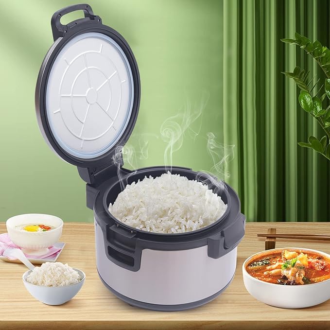 Commercial Rice Warmer With Non-stick Inner Pot Efficient Insulation Electric Rice Warmer Stainless Steel19 L/20QT-Large Rice Warmer For Food Warming