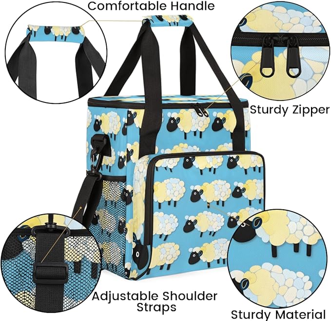 Black Sheep Coffee Maker Carrying Bag Cute Sheep Travel Storage Bag Compatible with K-Mini or K-Mini Plus Single Serve Coffee Brewer Carrying Case with Multiple Pockets &amp Shoulder Strap