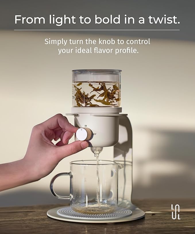 Glass Tea Pot with Infusers for Loose Tea and Drip Coffee Pour Over Semi Automatic Tea Set with Magnetic Clear Teapot Black