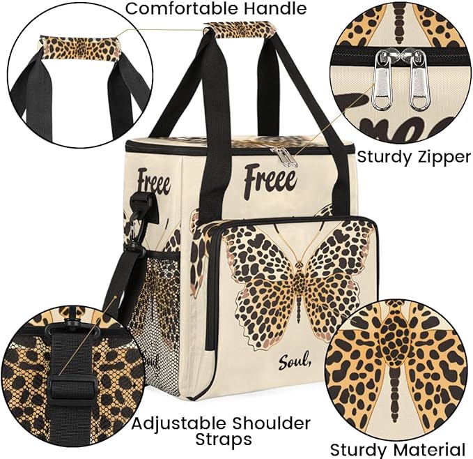 Coffee Maker Carrying Bag Leopard Butterfly Single Cup Coffee Maker Travel Bag Compatible with Keurig K-Mini or K-Mini Plus Portable Storage Bag with Shoulder StrapAZ-202