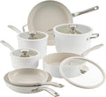 Circulon Halo with LaserDefense Ceramic Nonstick Pots and Pans with Lids Compatible with All Stovetops Made without PFAS Dishwasher and Oven Safe 11 Piece Cookware Set - Pearl White