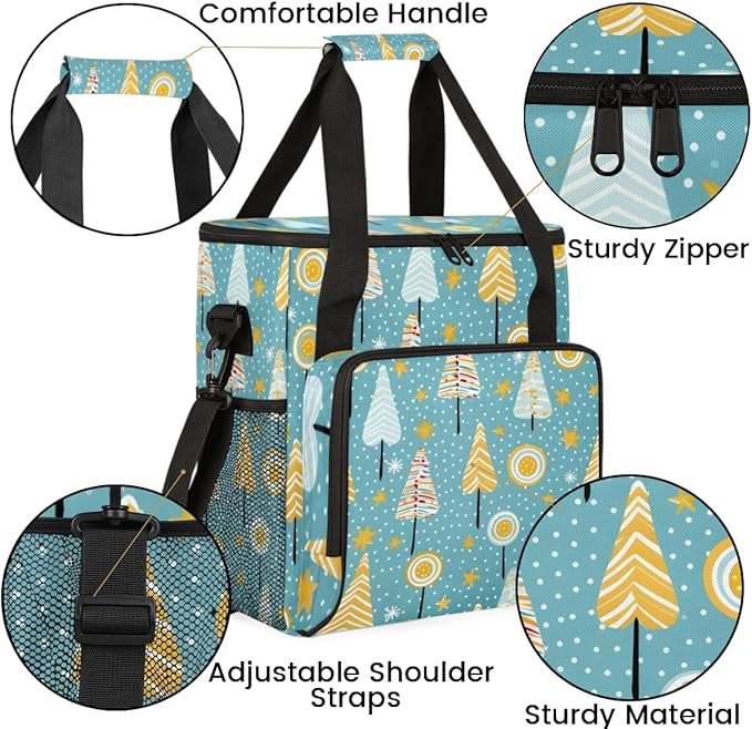 Xmas Tree Coffee Maker Carrying Bag Graffiti Tree Travel Storage Bag Compatible with K-Mini or K-Mini Plus Single Serve Coffee Brewer Carrying Case with Multiple Pockets &amp Shoulder Strap