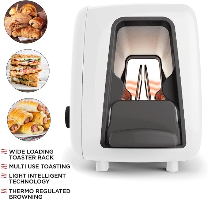 BergHOFF Seren Side Loading Toaster with Cool Touch Exterior and Removable Crumb Tray White Without Serving Tray