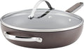 Ayesha Curry Kitchenware 80293 Professional Hard Anodized Nonstick Deep Frying Pan/Skillet with Lid and Helper Handle 12.25 Inch - Charcoal