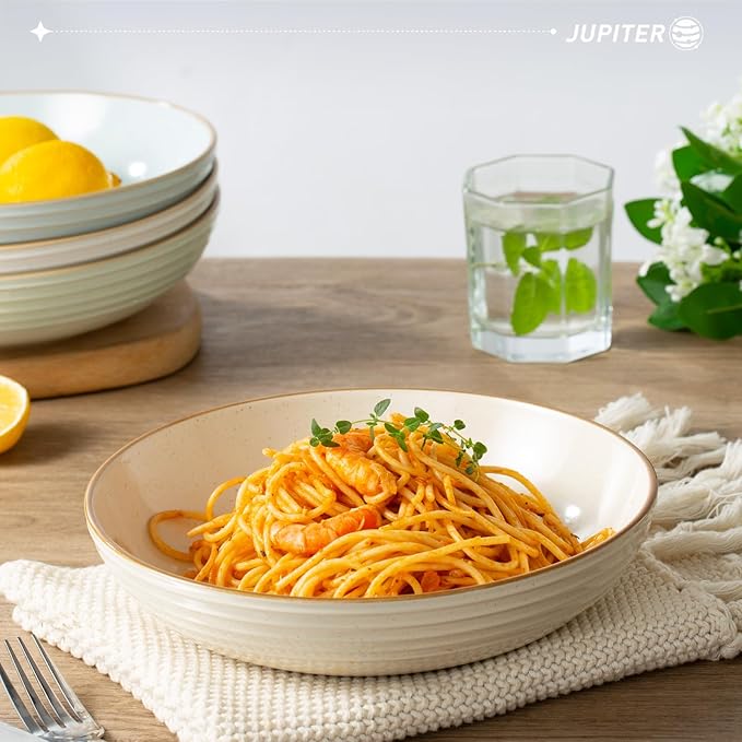 Famiware Jupiter Plates and Bowls Set for 4 16 Pieces Dinnerware Sets 8.5 Pasta Bowls for Serving Multi-color