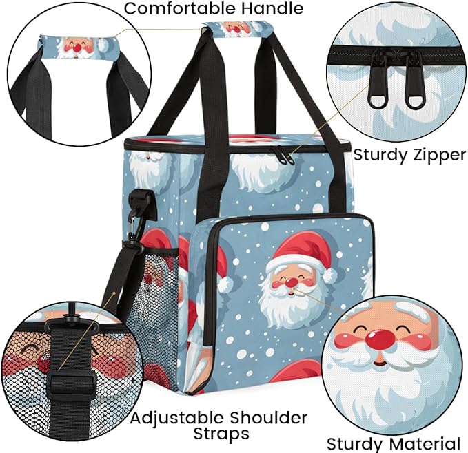 Dreamy Santa Claus Coffee Maker Carrying Bag Xmas Santa Claus Travel Storage Bag Compatible with K-Mini or K-Mini Plus Single Serve Coffee Brewer Carrying Case with Multiple Pockets &amp Shoulder S